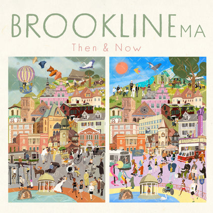 Brookline Massachusetts Then & Now  Double-Sided Keepsake Puzzle