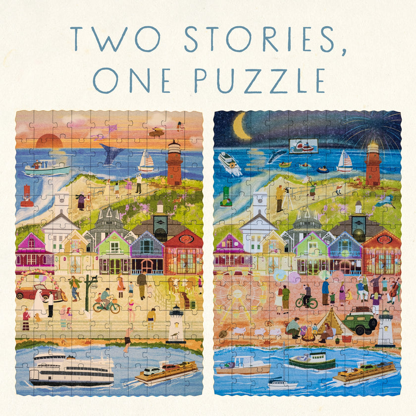 Martha's Vineyard Massachusetts Day & Night Double-Sided Keepsake Puzzle