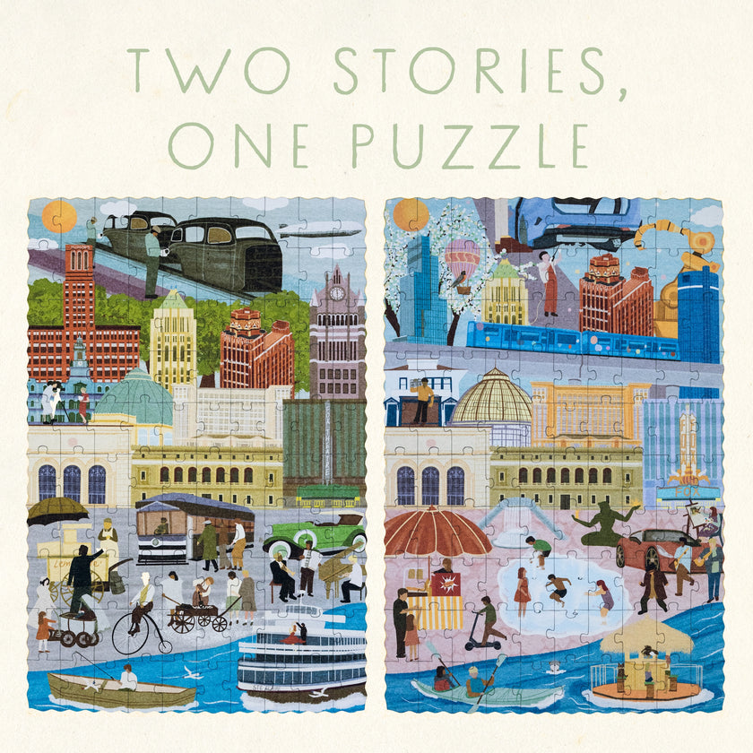 Detroit Then & Now Double-Sided Keepsake Puzzle