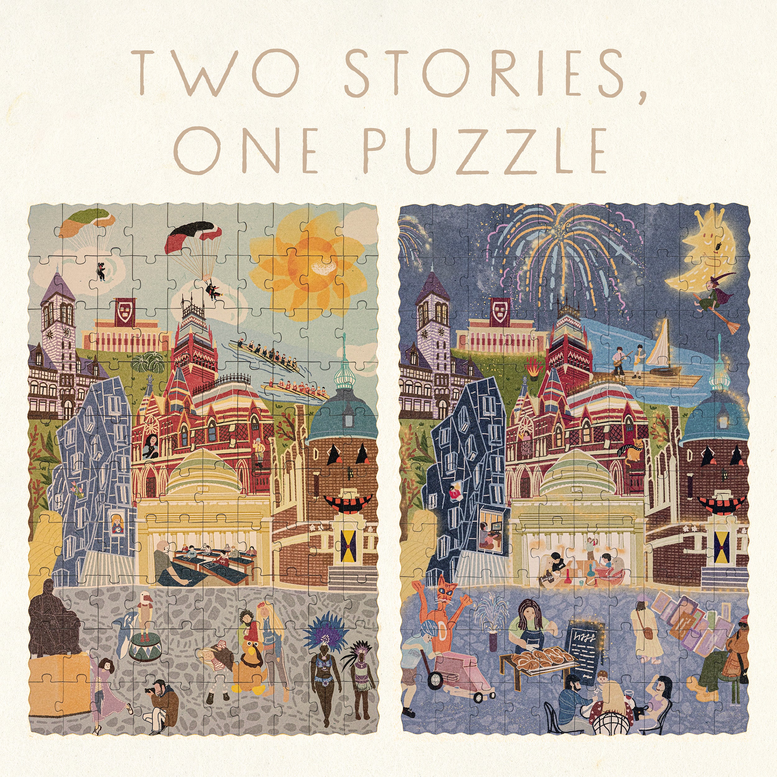 Cambridge Massachusetts Day & Night Double-Sided Keepsake Puzzle