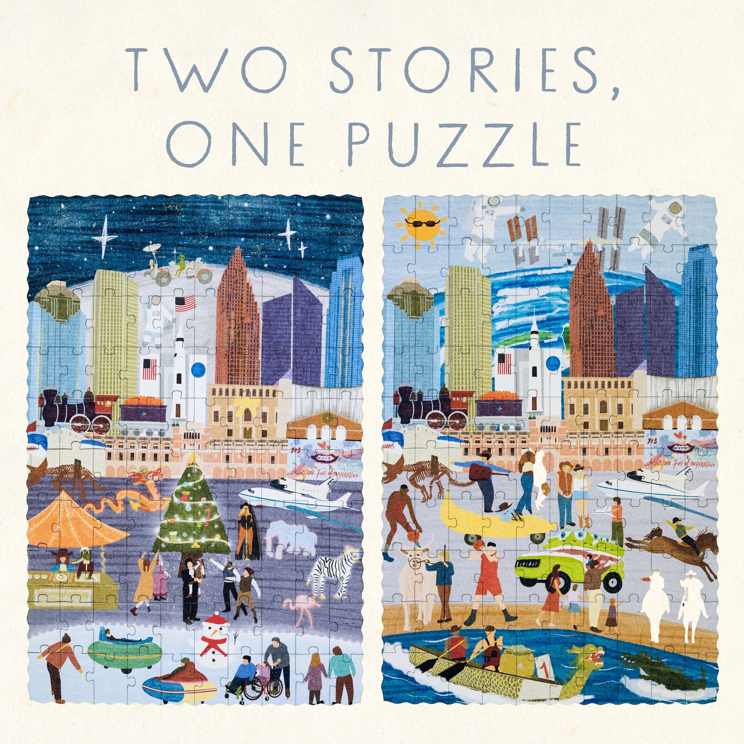 Houston Summer & Winter Double-Sided Keepsake Puzzle