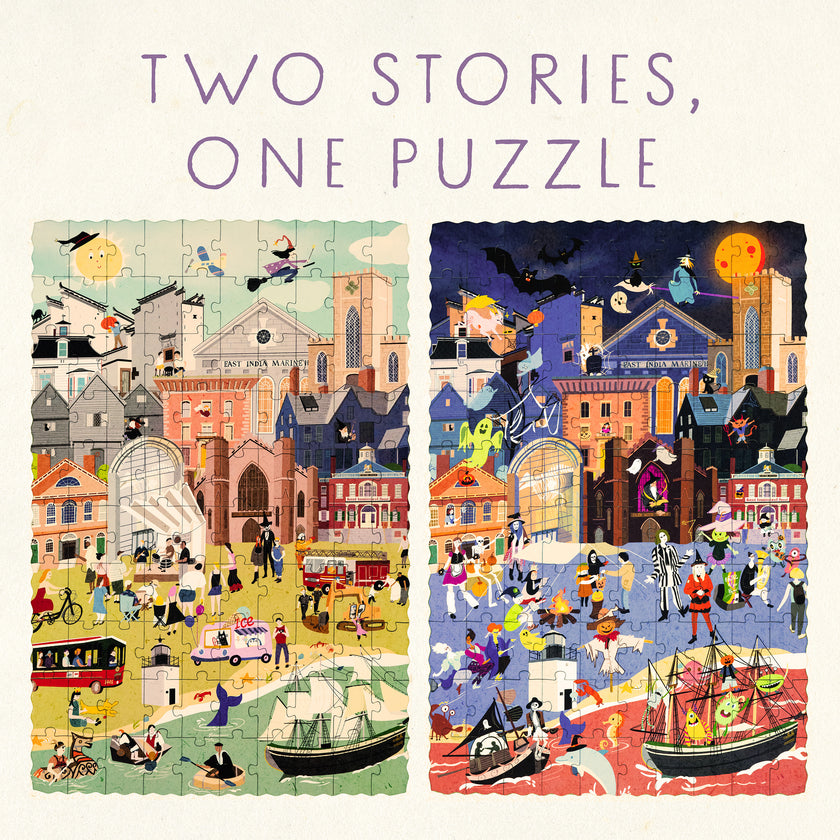 Salem Massachusetts Day & Night Double-Sided Keepsake Puzzle