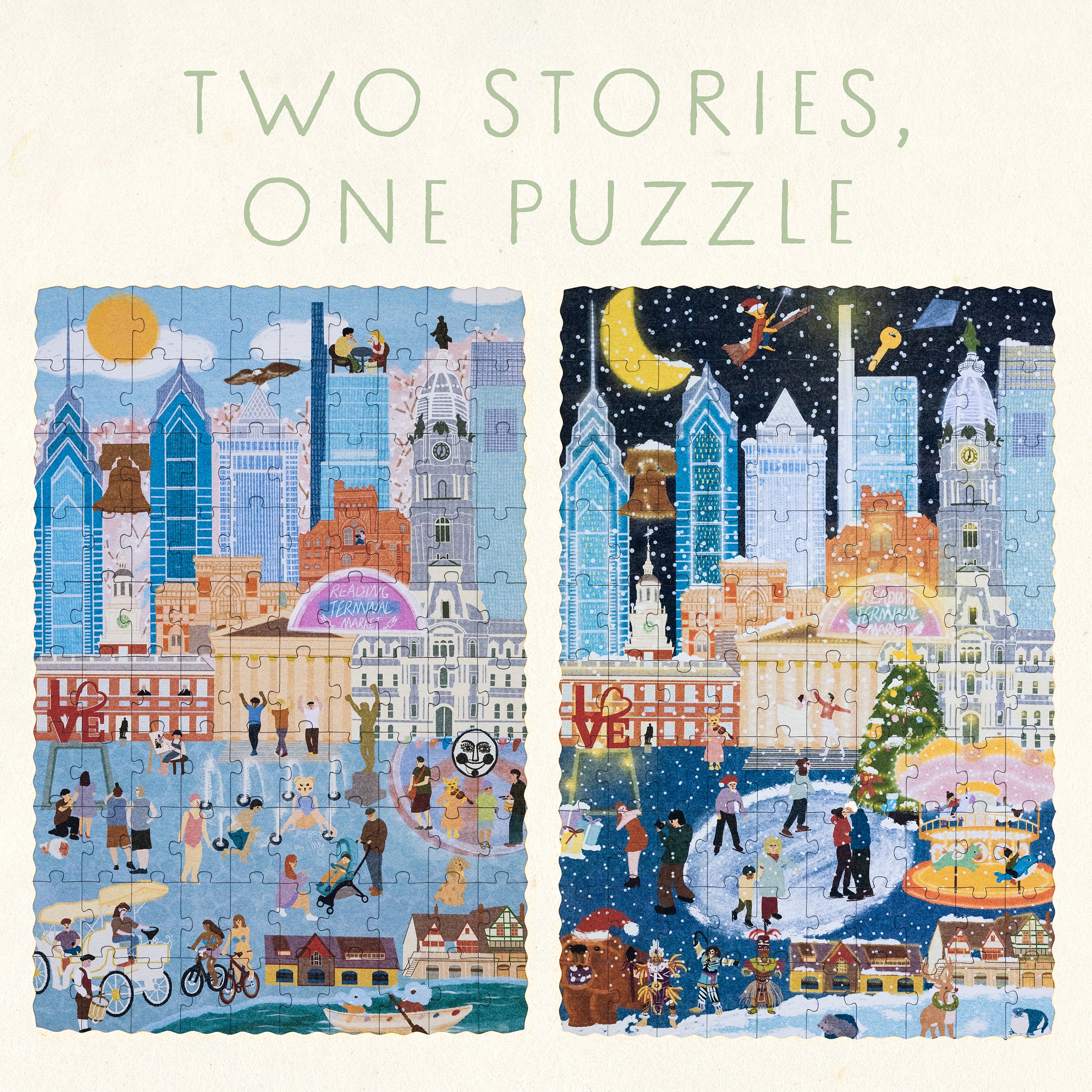Philadelphia Summer & Winter Double-Sided Keepsake Puzzle