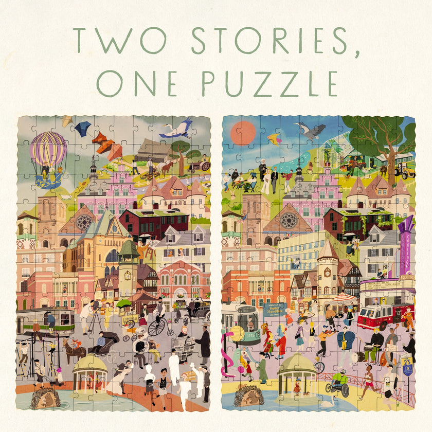Brookline Massachusetts Then & Now  Double-Sided Keepsake Puzzle