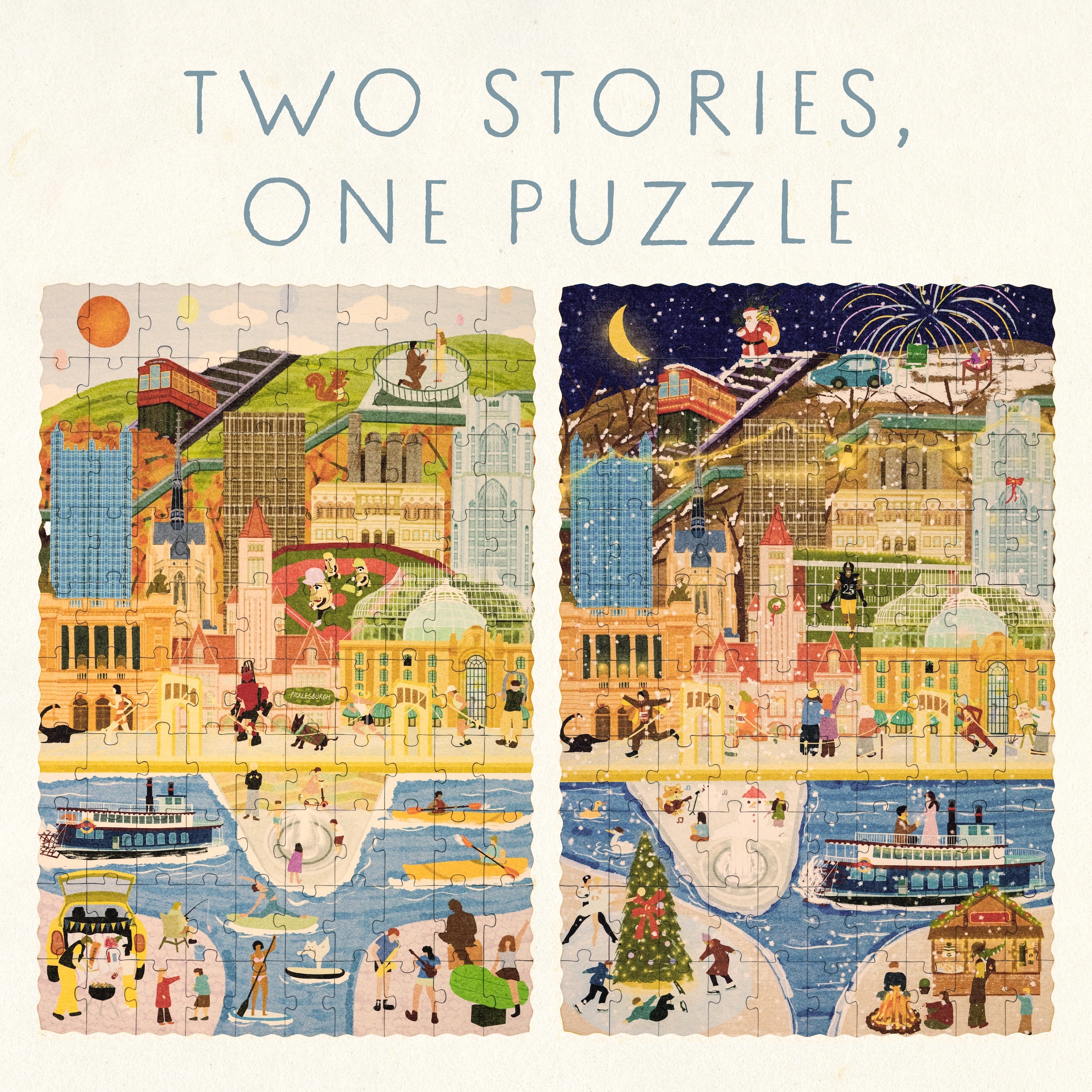 Pittsburgh Day & Night Double-Sided Keepsake Puzzle
