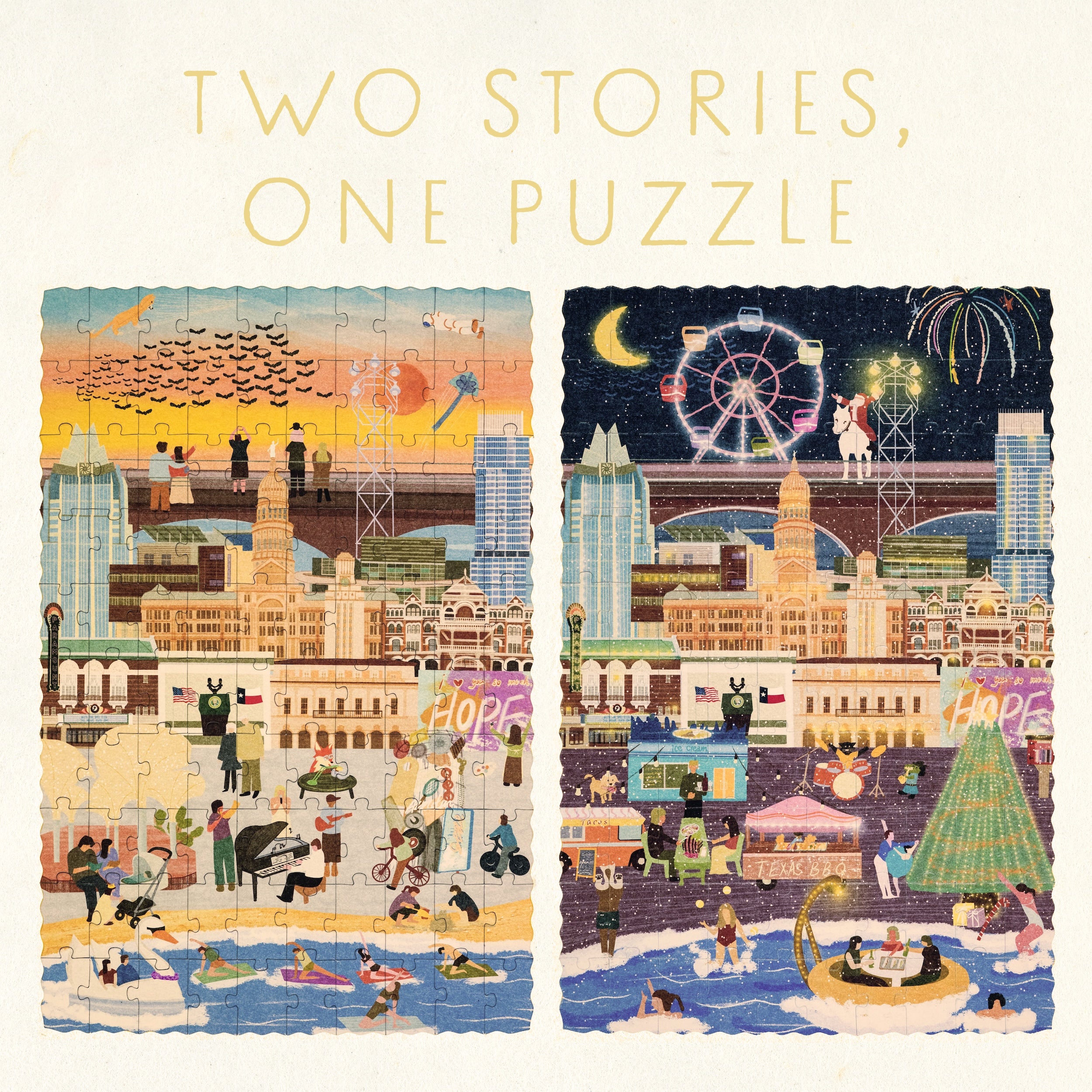 Austin Texas Summer & Winter Double-Sided Keepsake Puzzle