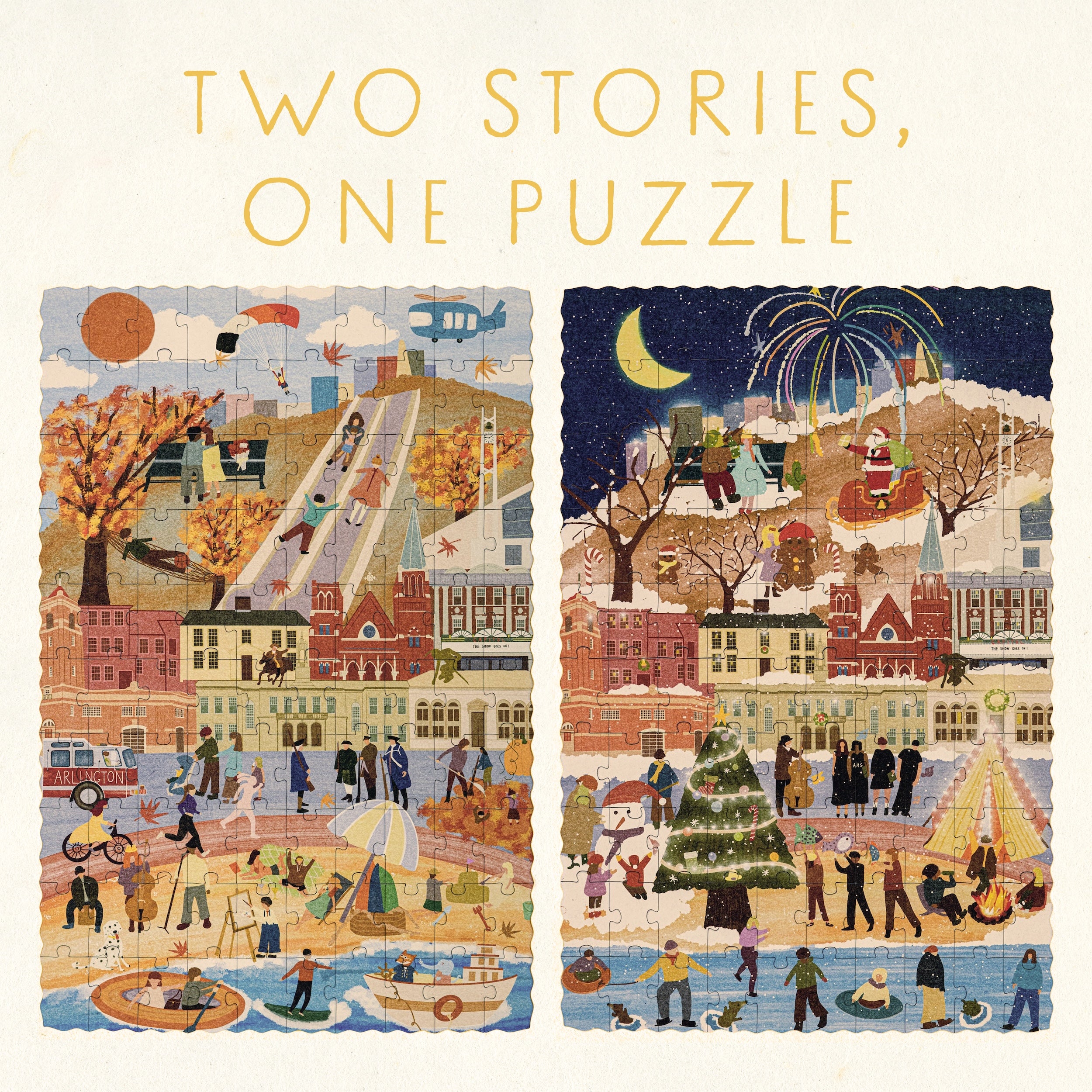 Arlington Massachusetts Day & Night Double-Sided Keepsake Puzzle