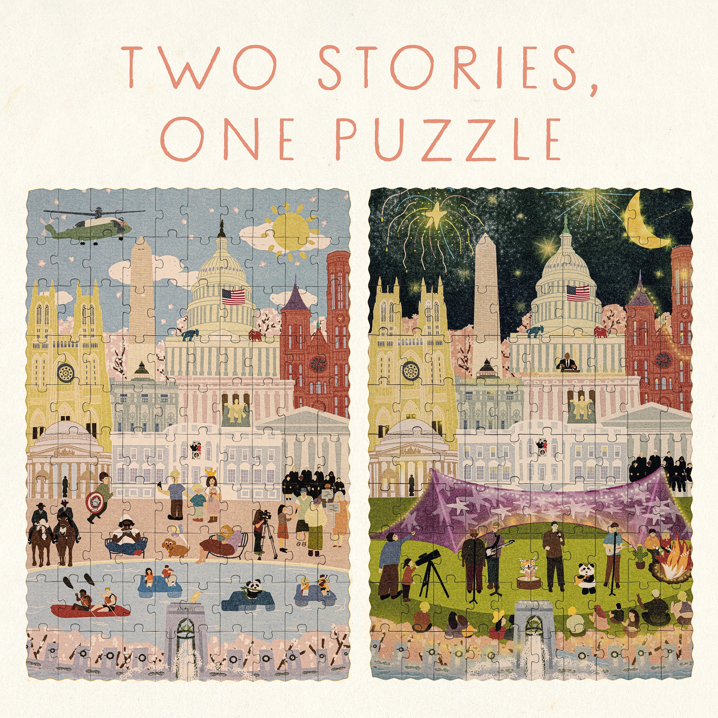 Washington DC Spring Day & Summer Night Double-Sided Keepsake Puzzle