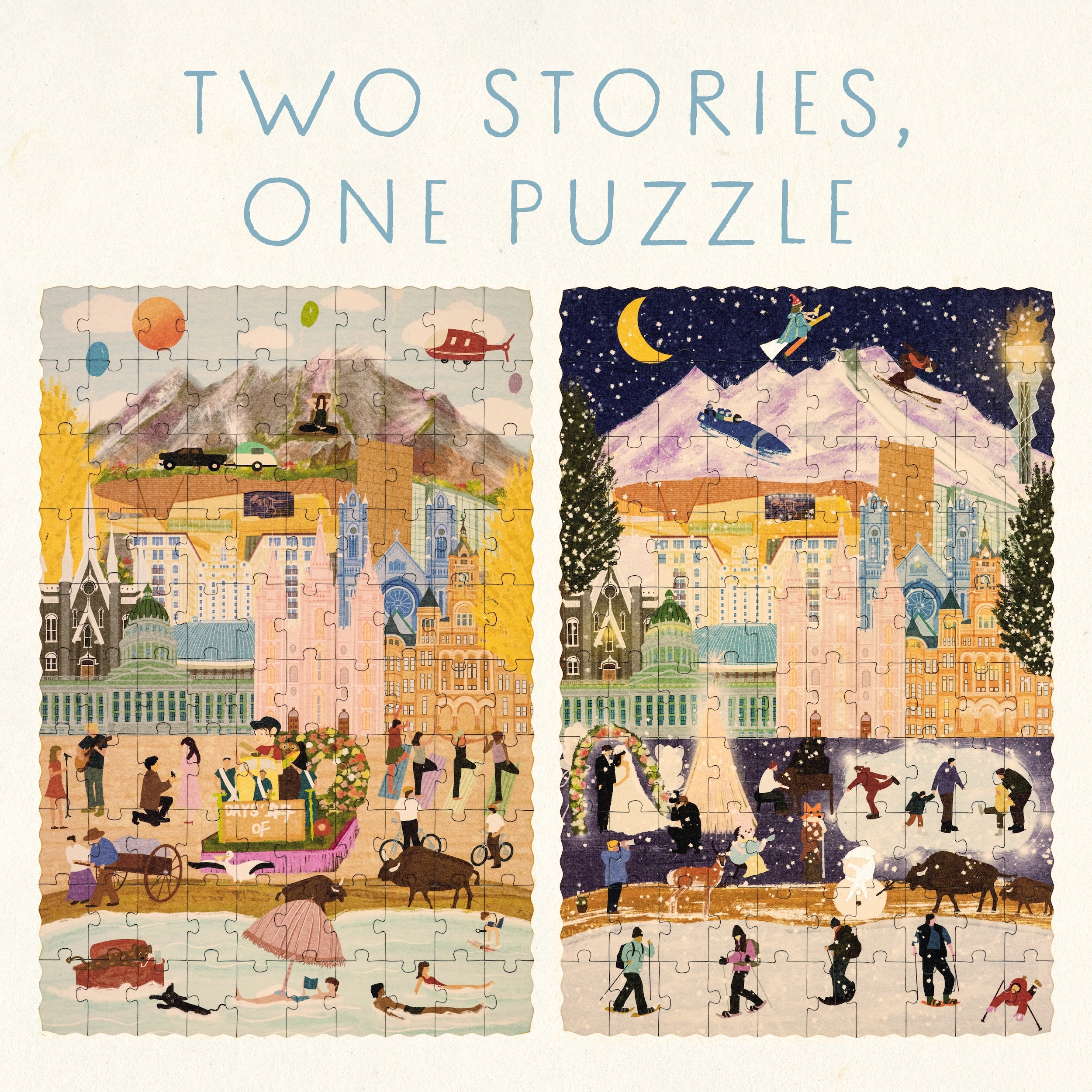Salt Lake City Summer & Winter Double-Sided Keepsake Puzzle