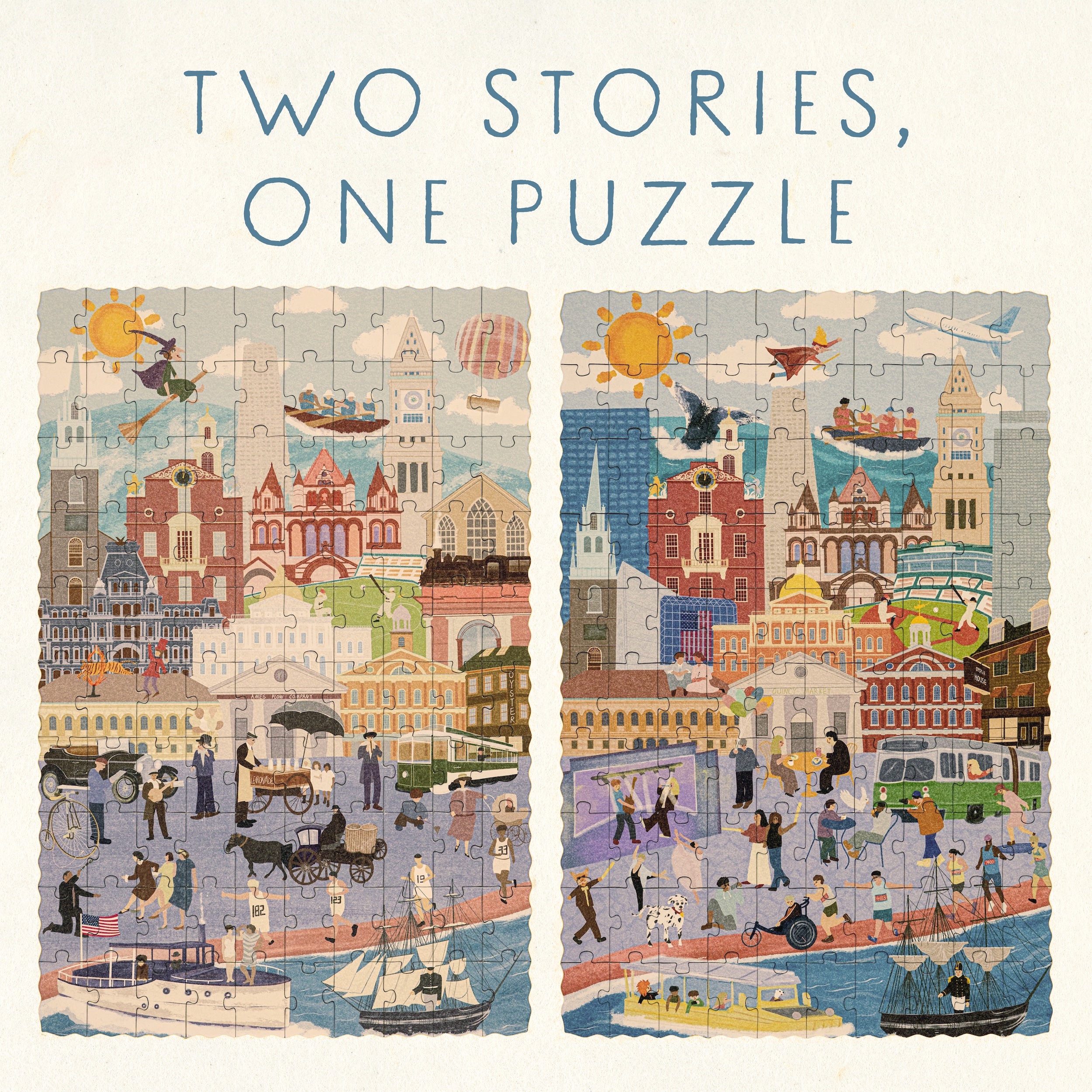Boston Then & Now Double-Sided Keepsake Puzzle