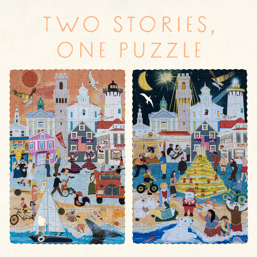 Provincetown Massachusetts Summer & Winter Double-Sided Keepsake Puzzle