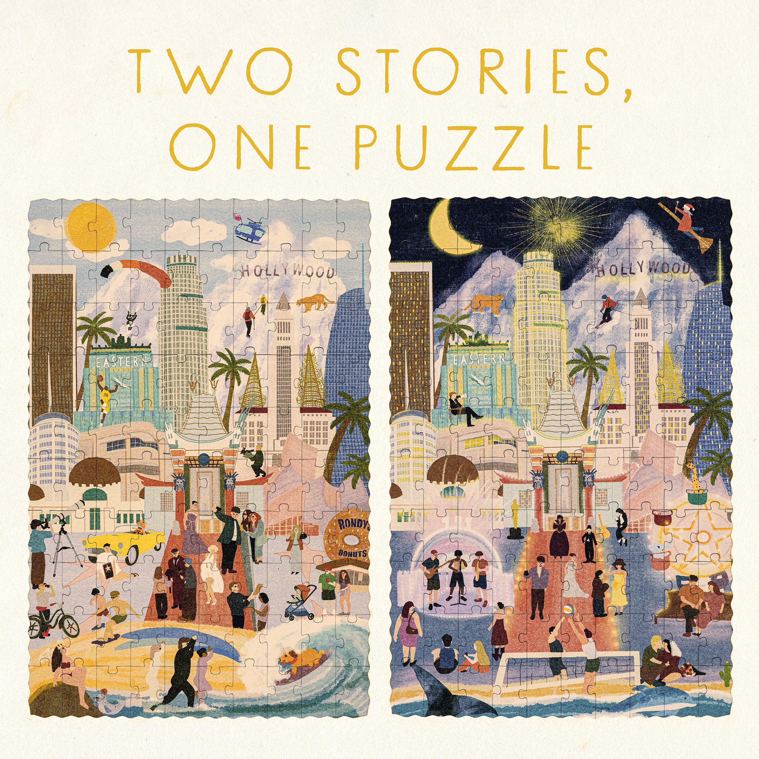 Los Angeles Day & Night Double-Sided Keepsake Puzzle