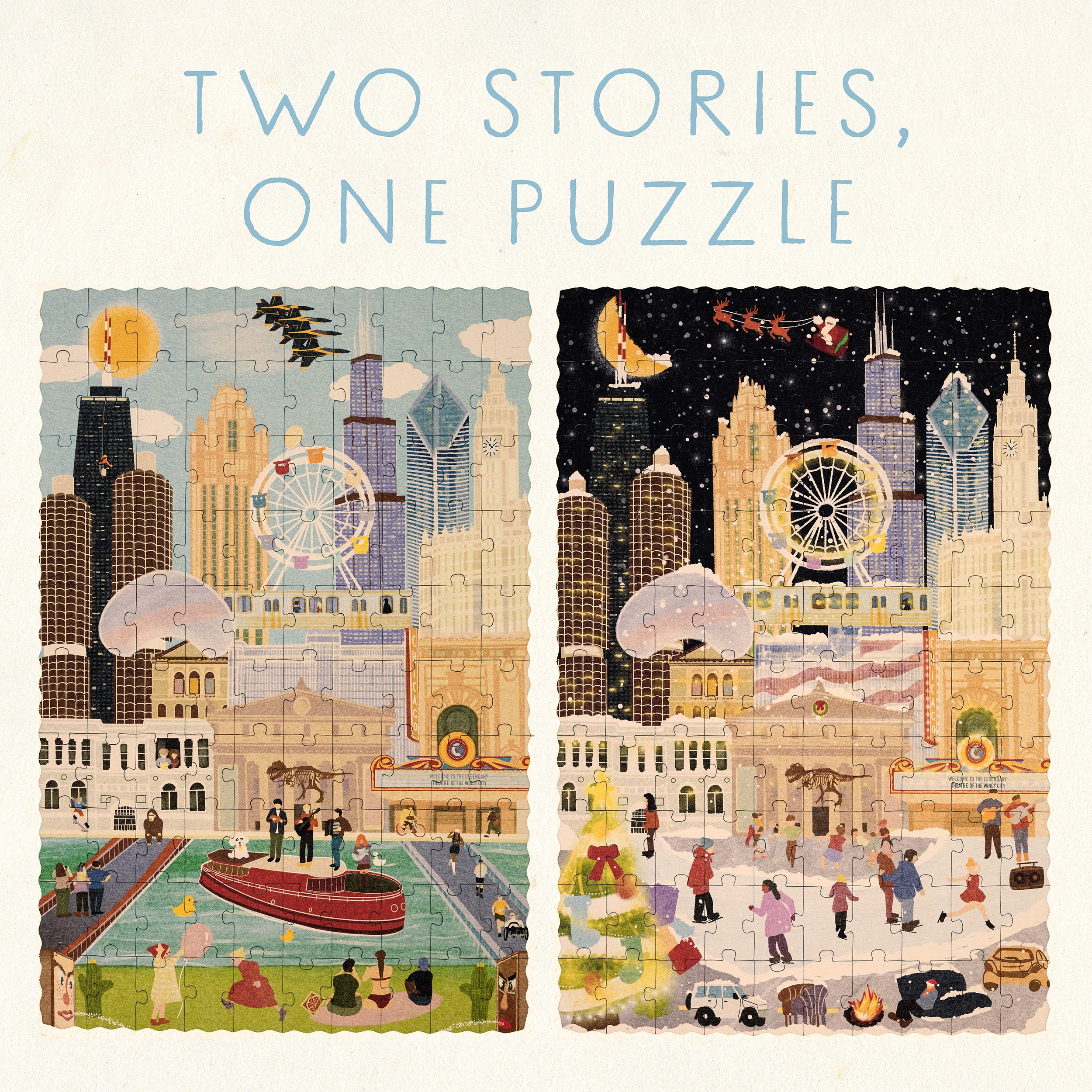 Chicago Summer & Winter Double-Sided Keepsake Puzzle