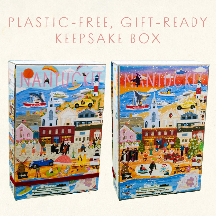 Nantucket Massachusetts Summer and Winter Double-Sided Keepsake Puzzle