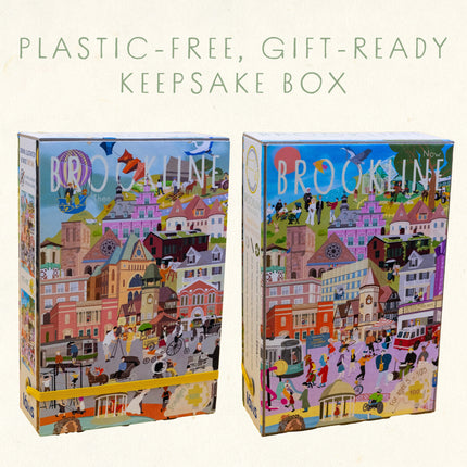 Brookline Massachusetts Then & Now  Double-Sided Keepsake Puzzle