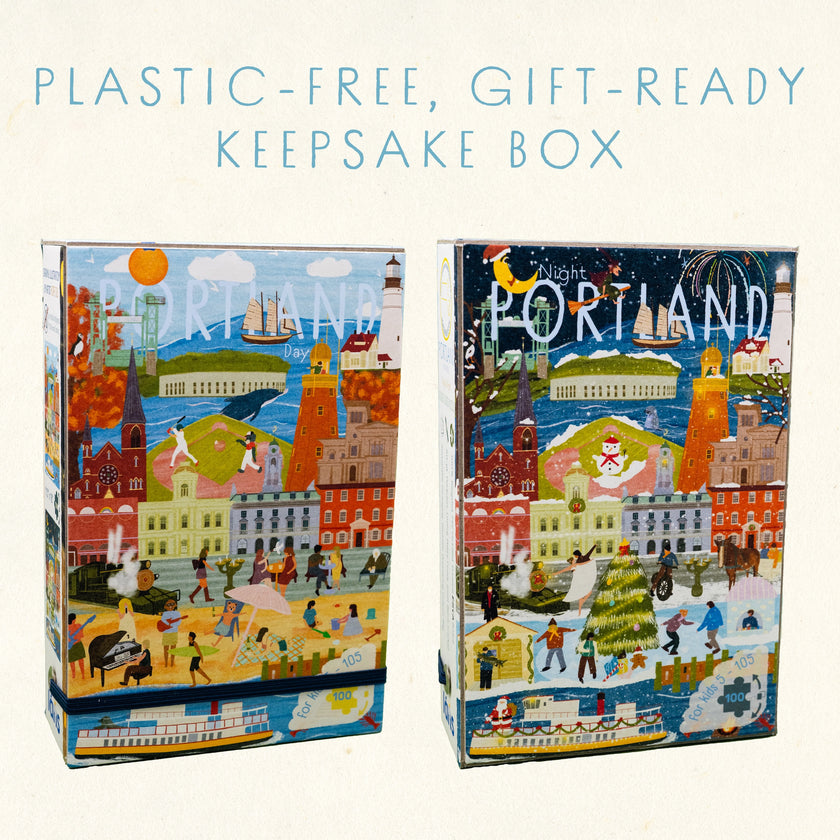 Portland, Maine Summer & Winter Double-Sided Keepsake Puzzle