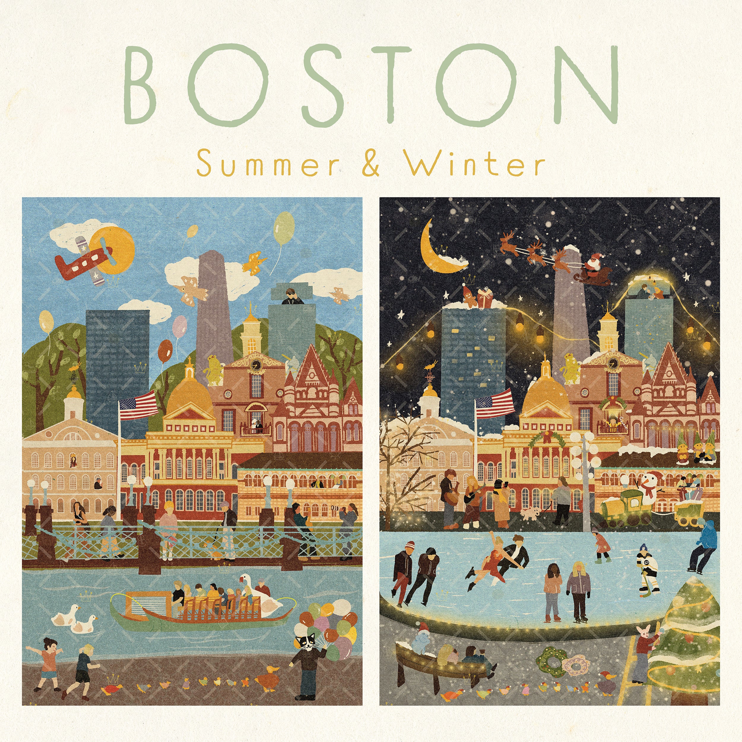 Boston Summer & Winter Double-Sided Keepsake Puzzle