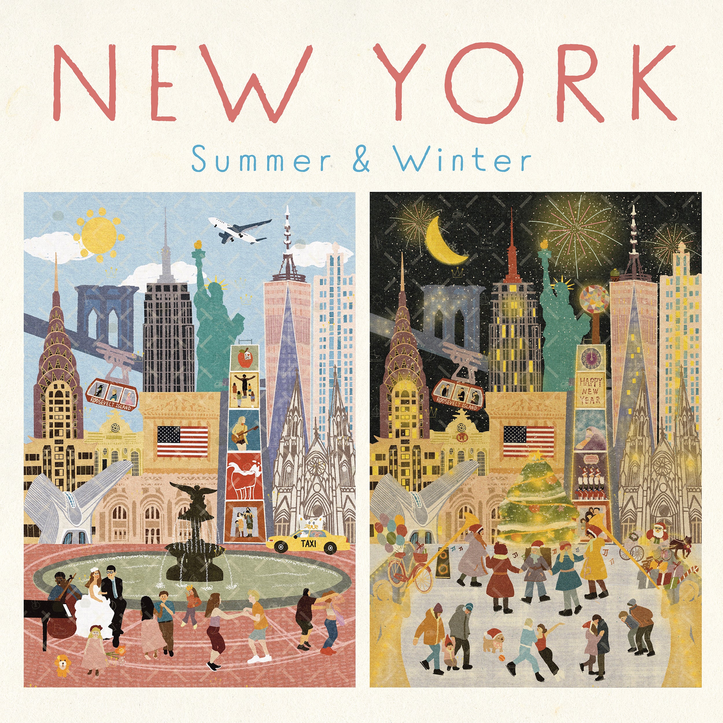 New York Summer & Winter Double-Sided Keepsake Puzzle