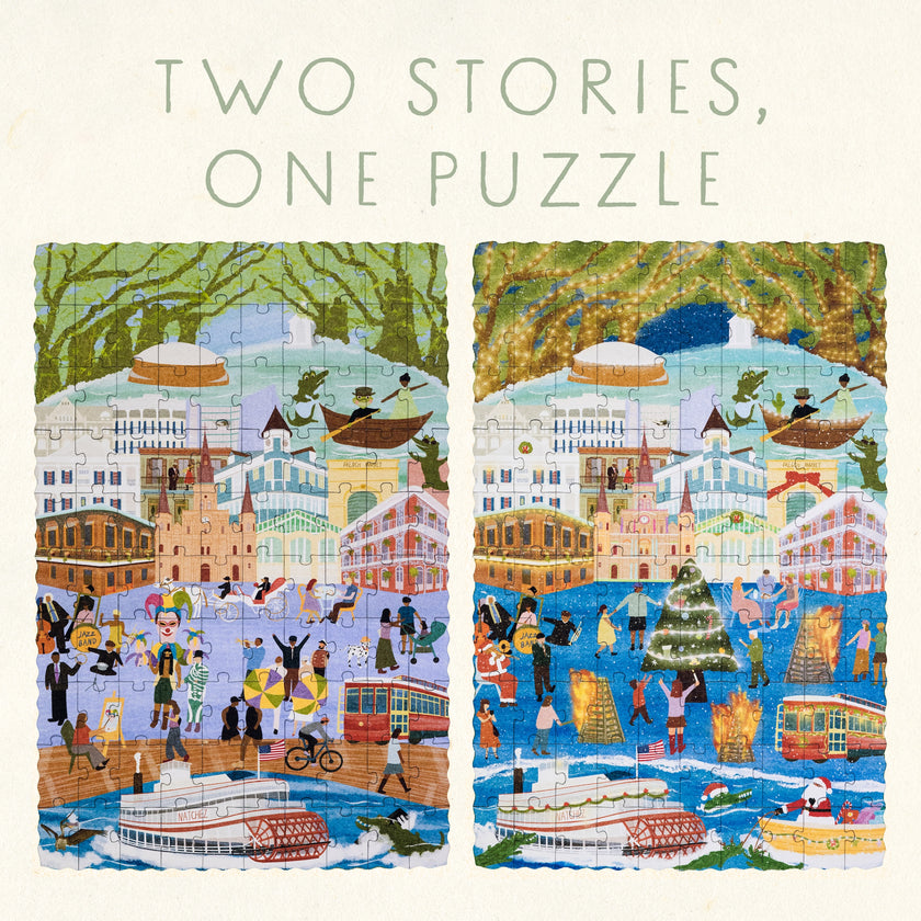 New Orleans Day & Night Double-Sided Keepsake Puzzle