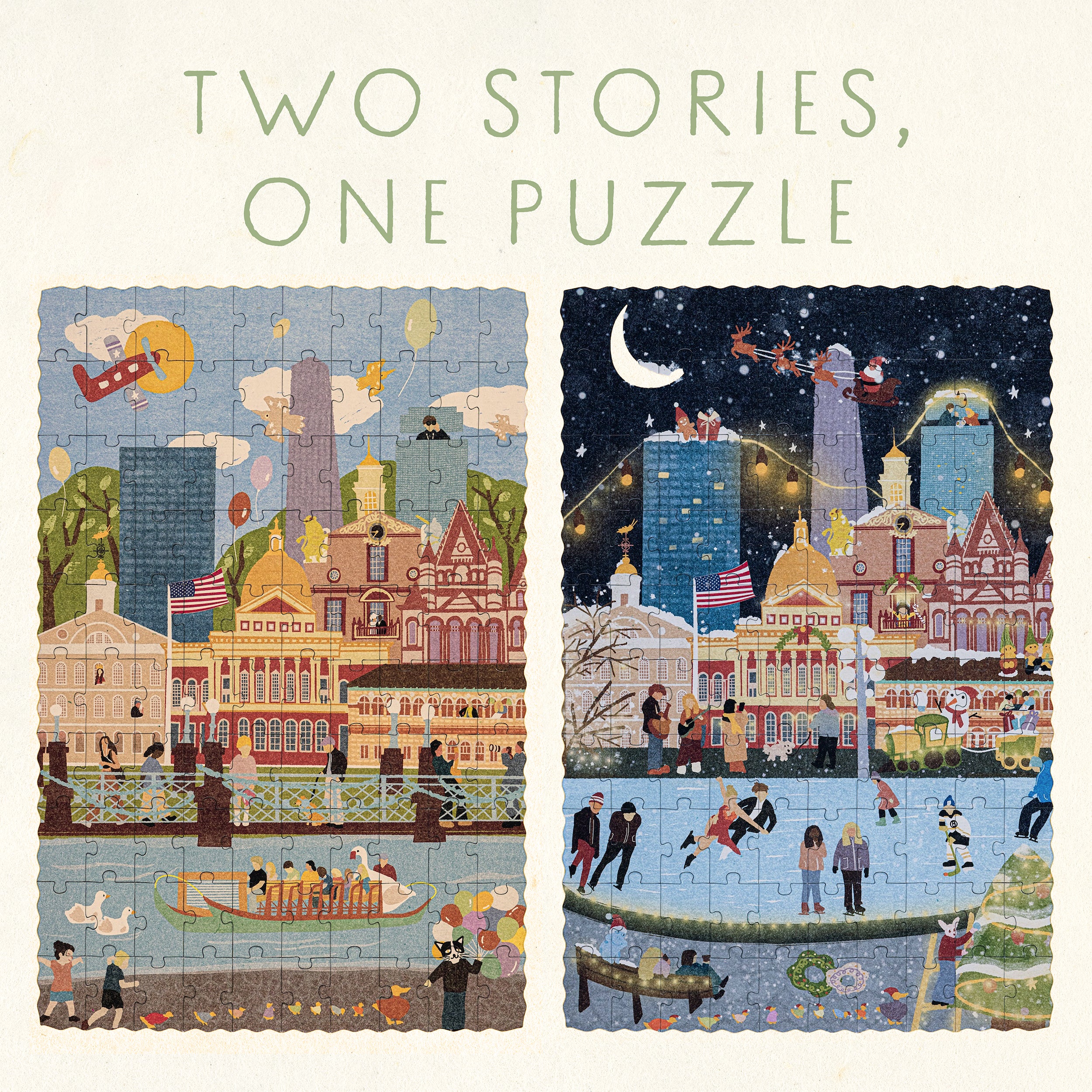 Boston Summer & Winter Double-Sided Keepsake Puzzle