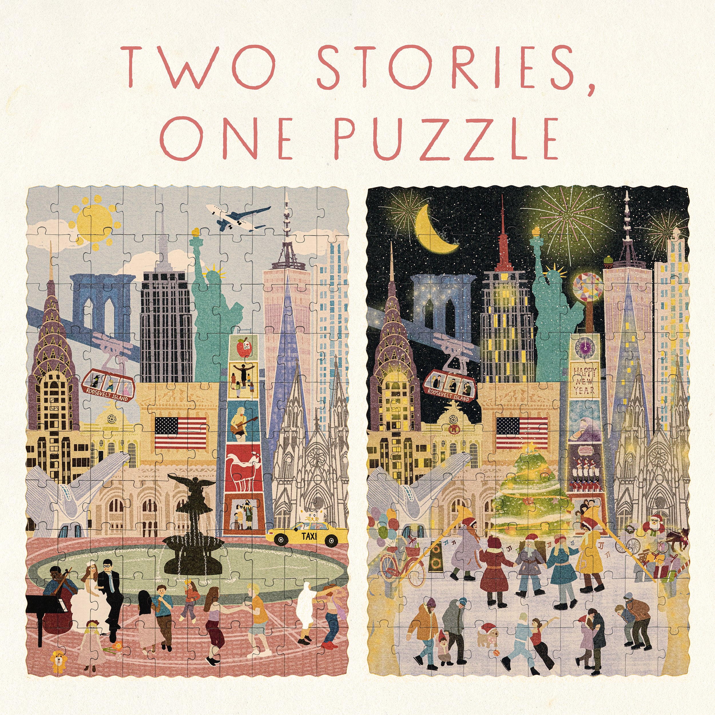 New York Summer & Winter Double-Sided Keepsake Puzzle