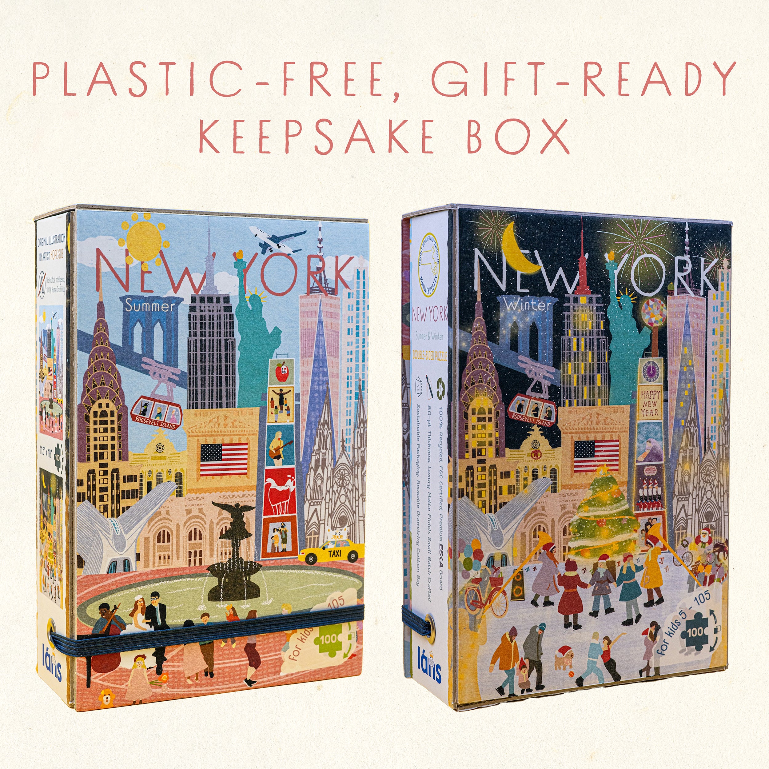 New York Summer & Winter Double-Sided Keepsake Puzzle