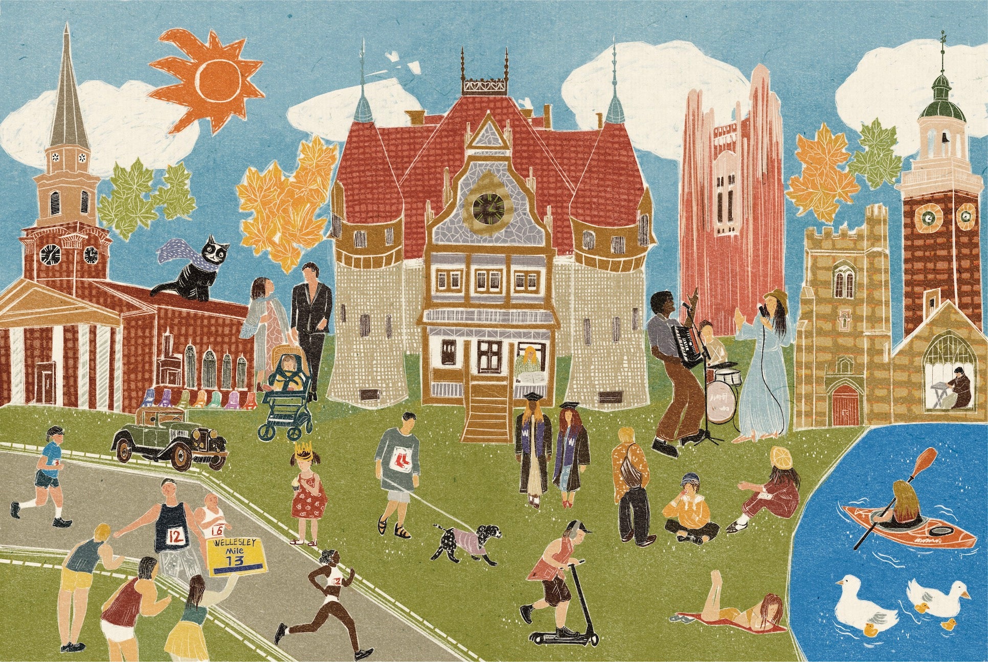 Wellesley Massachusetts Day and Night Double-Sided Jigsaw Puzzle