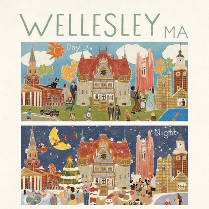 Wellesley Massachusetts Day & Night Double-Sided Keepsake Puzzle