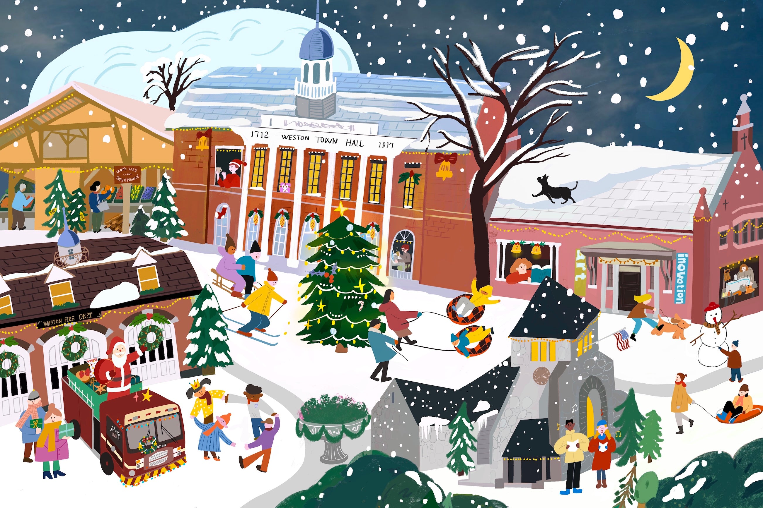 Weston Massachusetts Day and Night Double-Sided Jigsaw Puzzle